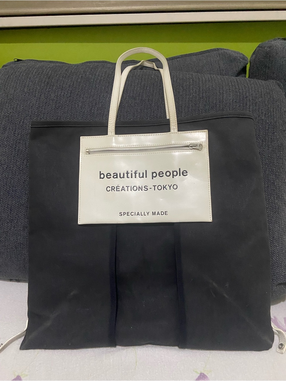 BEAUTIFUL PEOPLE Black REVERSIBLE Canvas Tote Bag